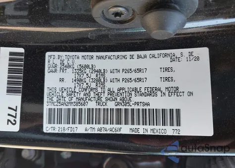 2021 Toyota Tacoma Trd Sport из США, поврежденный, VIN 3TMCZ5AN2MM385607